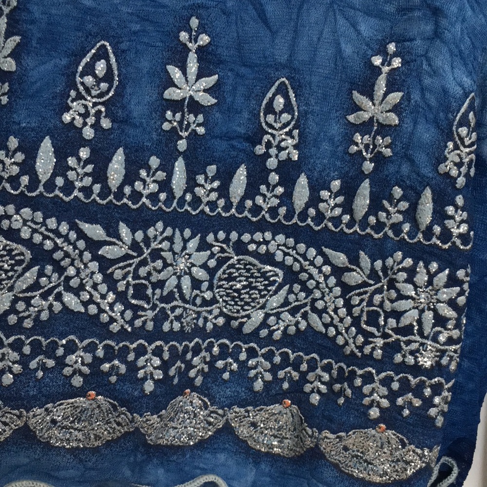 FANG 100% Polyester Blue long Sleeve Sequined Top - Picture 3 of 6
